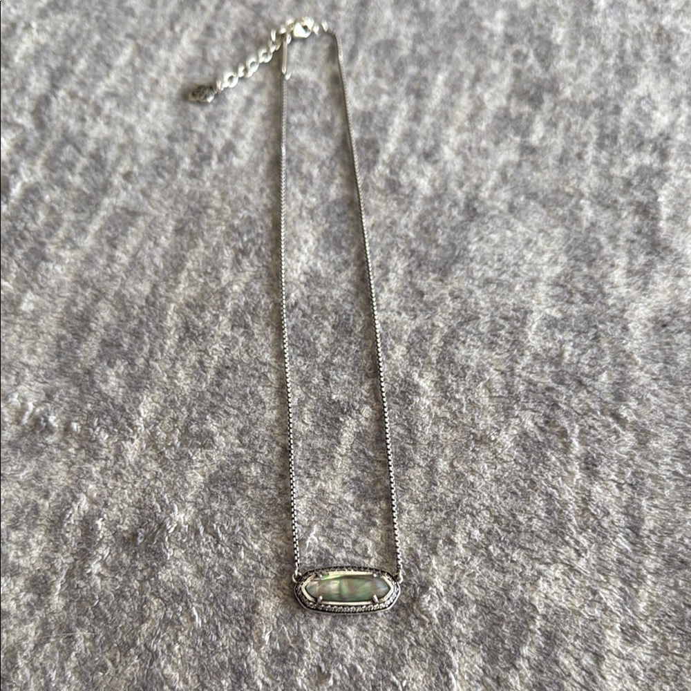 Kendra Scott Elegant Silver Necklace with Opalescent Pendant